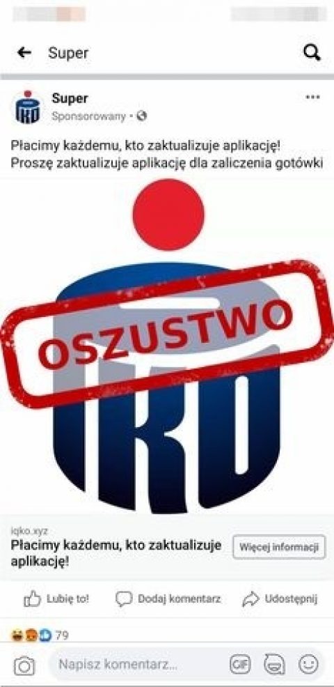 Не встановлюйте додаток PKO BP з реклами Facebook. Ви можете втратити свої гроші